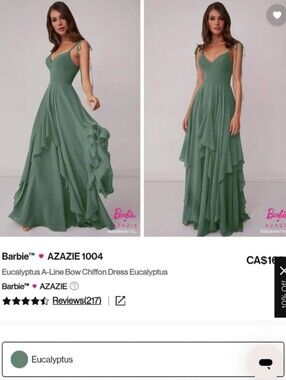 Azazie Eucalyptus Green V-Neck Chiffon A-Line Gown